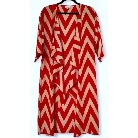 LuLaRoe Sweaters - LuLaRoe Shirley Red Chevron Longline Kimono Cardigan